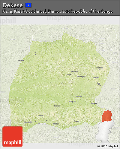 Physical 3D Map of Dekese, lighten