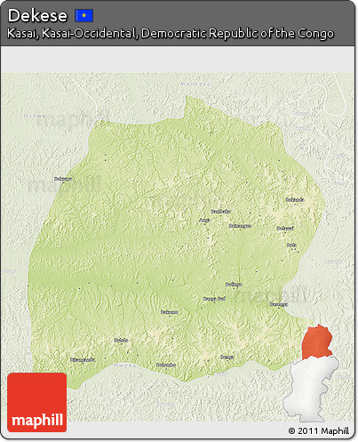 Physical 3D Map of Dekese, lighten