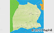 Physical 3D Map of Dekese, political outside