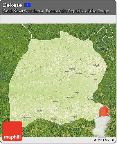 Physical 3D Map of Dekese, satellite outside