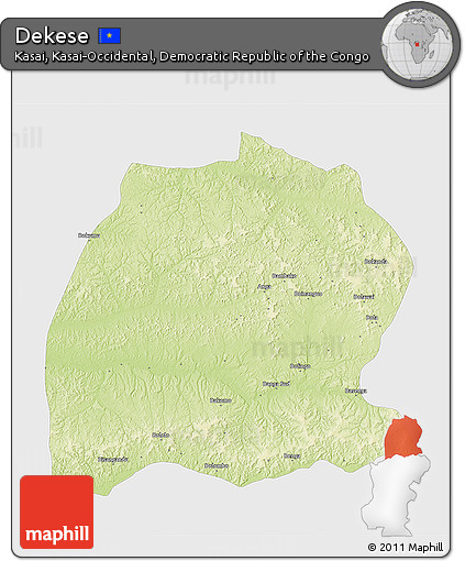 Physical 3D Map of Dekese, single color outside