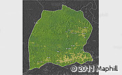 Satellite 3D Map of Dekese, darken, desaturated