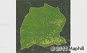 Satellite 3D Map of Dekese, darken, semi-desaturated