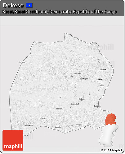 Silver Style 3D Map of Dekese, single color outside