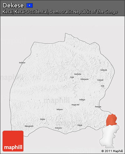 Silver Style 3D Map of Dekese, single color outside