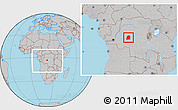 Gray Location Map of Dekese, within the entire country