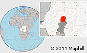 Gray Location Map of Dekese, highlighted country, highlighted parent region