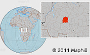 Gray Location Map of Dekese, hill shading