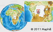 Physical Location Map of Dekese, highlighted country, highlighted grandparent region, within the entire country