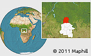 Satellite Location Map of Dekese, highlighted grandparent region