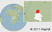 Savanna Style Location Map of Dekese, highlighted grandparent region, hill shading