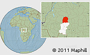 Savanna Style Location Map of Dekese, highlighted parent region, hill shading