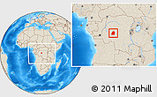 Shaded Relief Location Map of Dekese, within the entire country