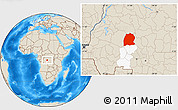 Shaded Relief Location Map of Dekese, highlighted parent region