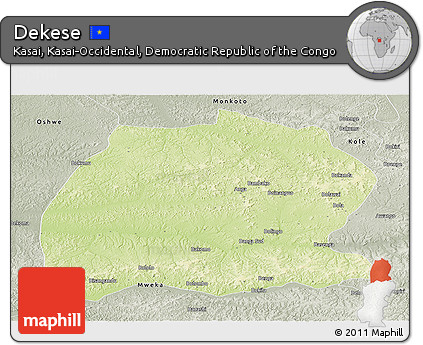 Physical Panoramic Map of Dekese, semi-desaturated