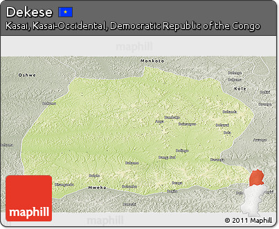 Physical Panoramic Map of Dekese, semi-desaturated