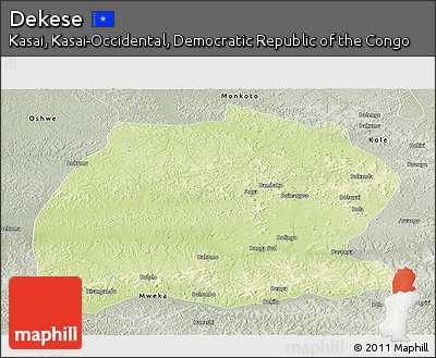 Physical Panoramic Map of Dekese, semi-desaturated