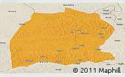 Political Panoramic Map of Dekese, shaded relief outside