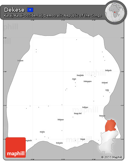 Gray Simple Map of Dekese, single color outside