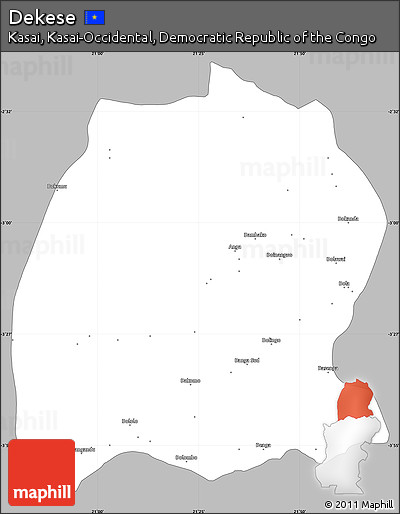 Gray Simple Map of Dekese, single color outside