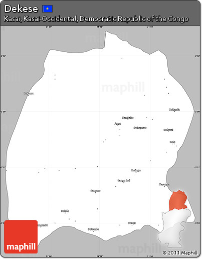 Gray Simple Map of Dekese, single color outside