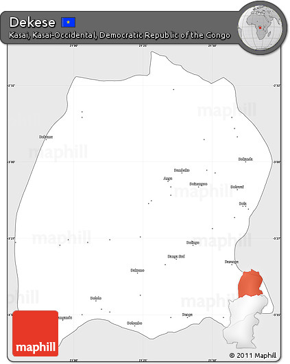 Silver Style Simple Map of Dekese, single color outside
