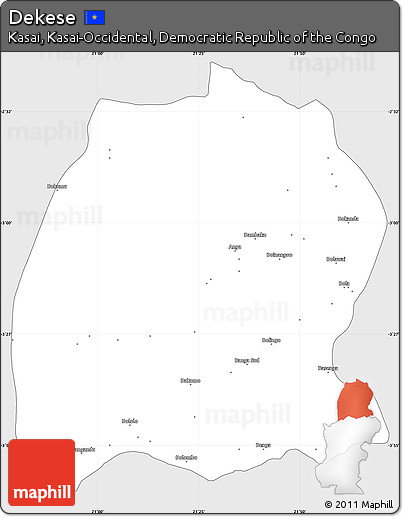 Silver Style Simple Map of Dekese, single color outside