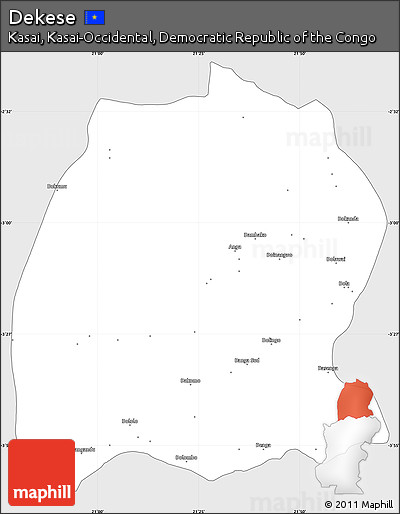 Silver Style Simple Map of Dekese, single color outside