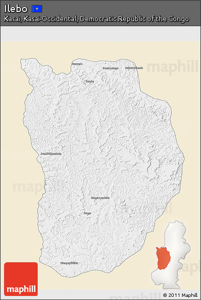 Classic Style 3D Map of Ilebo, single color outside