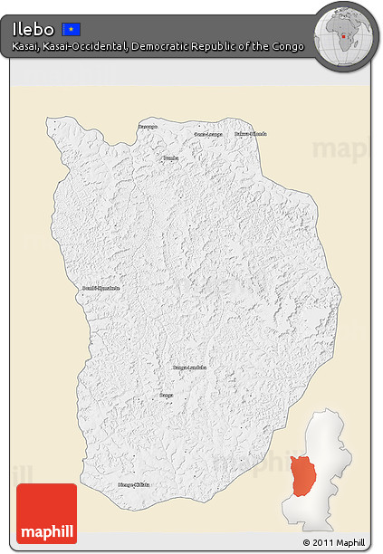 Classic Style 3D Map of Ilebo, single color outside