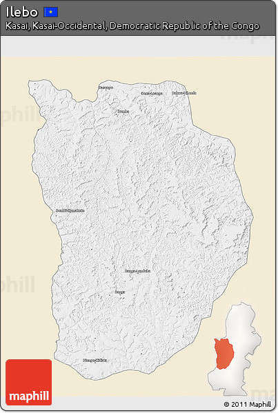Classic Style 3D Map of Ilebo, single color outside