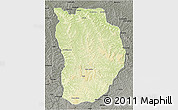 Physical 3D Map of Ilebo, darken, semi-desaturated