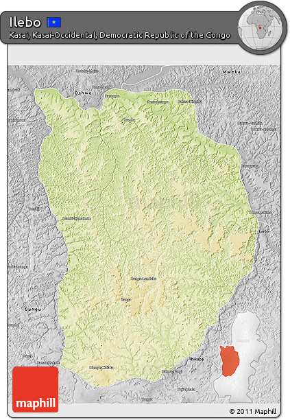 Physical 3D Map of Ilebo, desaturated