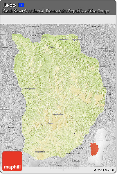 Physical 3D Map of Ilebo, desaturated