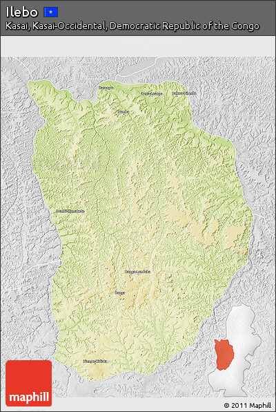 Physical 3D Map of Ilebo, lighten, desaturated