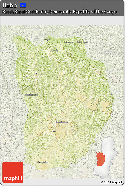 Physical 3D Map of Ilebo, lighten