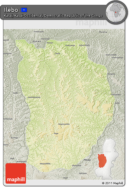 Physical 3D Map of Ilebo, semi-desaturated