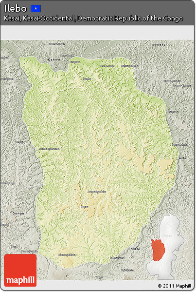 Physical 3D Map of Ilebo, semi-desaturated