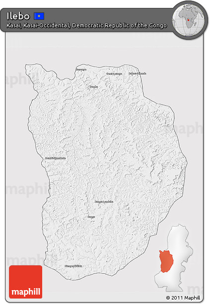 Silver Style 3D Map of Ilebo, single color outside