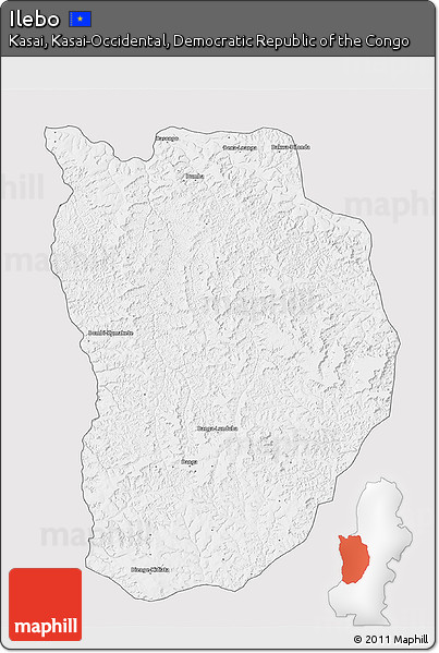 Silver Style 3D Map of Ilebo, single color outside