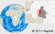 Shaded Relief Location Map of Ilebo, highlighted country, highlighted grandparent region
