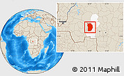 Shaded Relief Location Map of Ilebo, highlighted parent region