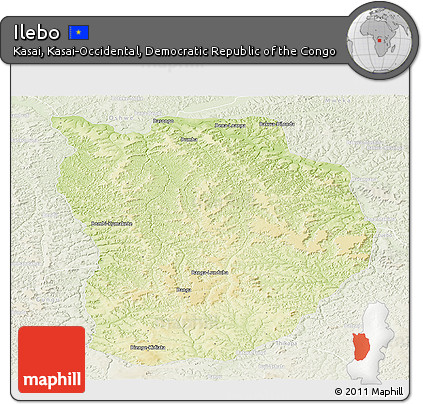 Physical Panoramic Map of Ilebo, lighten