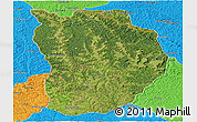 Satellite Panoramic Map of Ilebo, political outside