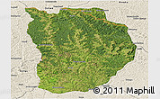 Satellite Panoramic Map of Ilebo, shaded relief outside