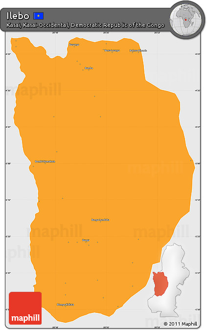 Political Simple Map of Ilebo, single color outside