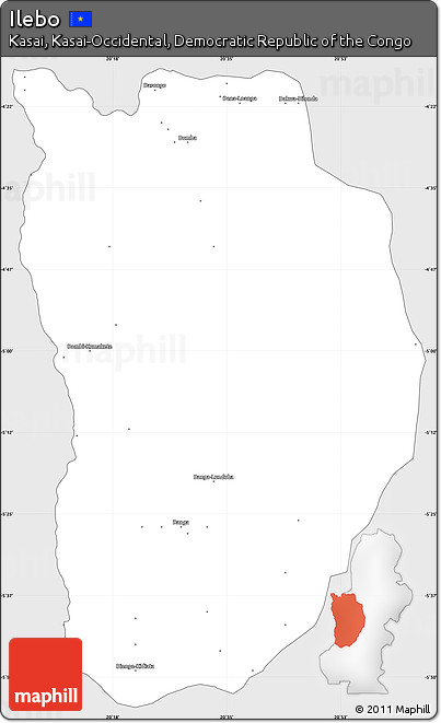 Silver Style Simple Map of Ilebo, single color outside