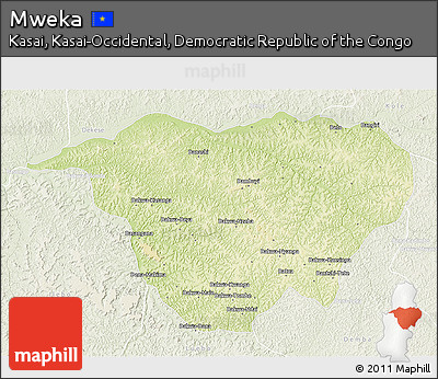 Physical 3D Map of Mweka, lighten