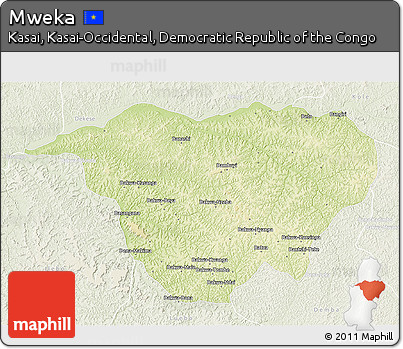 Physical 3D Map of Mweka, lighten