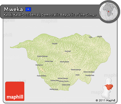 Physical 3D Map of Mweka, single color outside